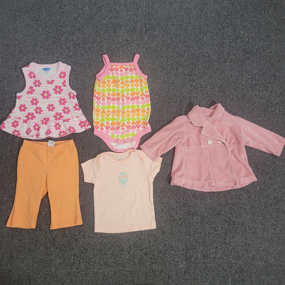 Carters Old Navy Luna Luna 3-6M Clothing Lot 5pc Baby Girl Jacket Top Pants